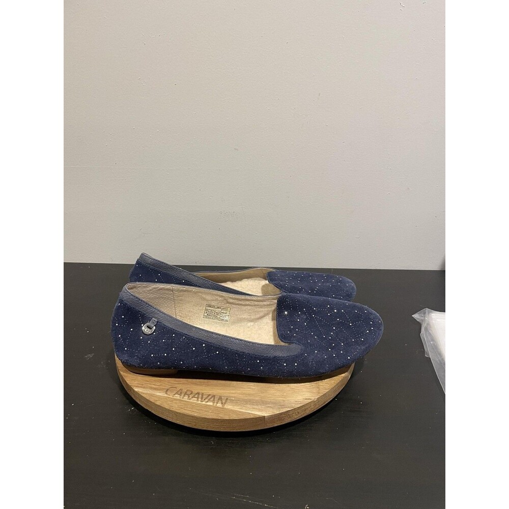 UGG Alloway Loafer Womens 10 Blue Suede Shearling Rhinestone Shoes Constellation